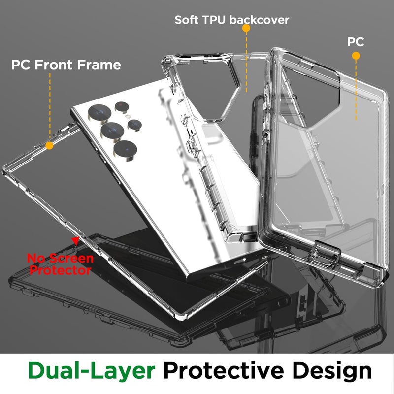 AICase for Samsung Galaxy S24 Ultra Case Clear,Heavy Duty Durable 3-Layer [Not Yellowing][Military Grade Drop Protection] Shockproof/DropProof Protective Cover for Samsung Galaxy S24 Ultra 6.8" 5G - Image 3