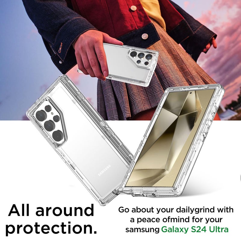 AICase for Samsung Galaxy S24 Ultra Case Clear,Heavy Duty Durable 3-Layer [Not Yellowing][Military Grade Drop Protection] Shockproof/DropProof Protective Cover for Samsung Galaxy S24 Ultra 6.8" 5G - Image 2