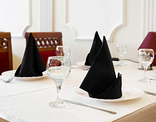 Utopia Kitchen Black Cloth Napkins [12 Pack, 20x20 Inch] Absorbent Cotton Blend Washable and Reusable for Dinner, Restaurant, Lunch, Wedding and Hotel - Image 2