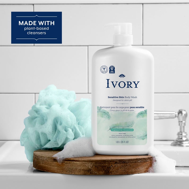 Ivory Body Wash, Designed for the Whole Family, Gentle Formula, Free of Dyes Heavy Perfumes Parabens Phthalates & Silicones, Fragnance-Free, 35 oz - Image 4