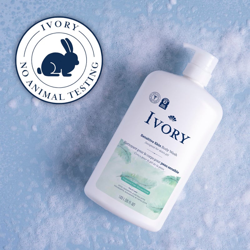 Ivory Body Wash, Designed for the Whole Family, Gentle Formula, Free of Dyes Heavy Perfumes Parabens Phthalates & Silicones, Fragnance-Free, 35 oz - Image 5