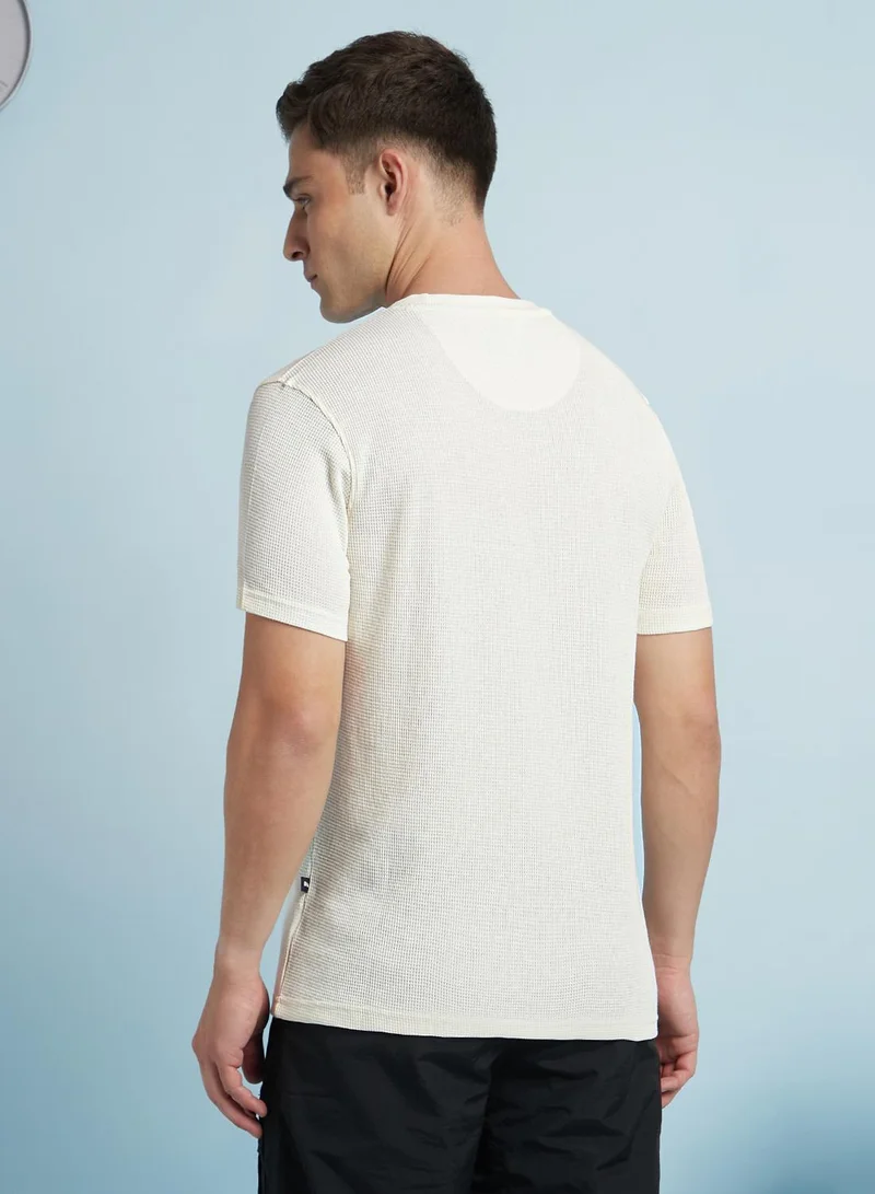 Dennis Lingo Men's Off White Cotton Blend Solid Regular Fit T-Shirt