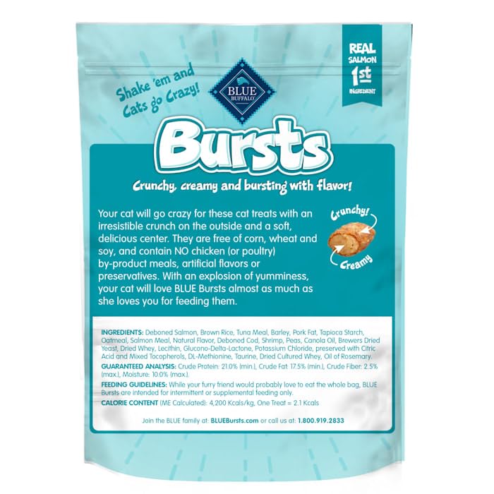 Blue Buffalo Bursts Crunchy & Creamy Cat Treats, Great for Training, Savory Seafood, 5-oz Bag - Image 4