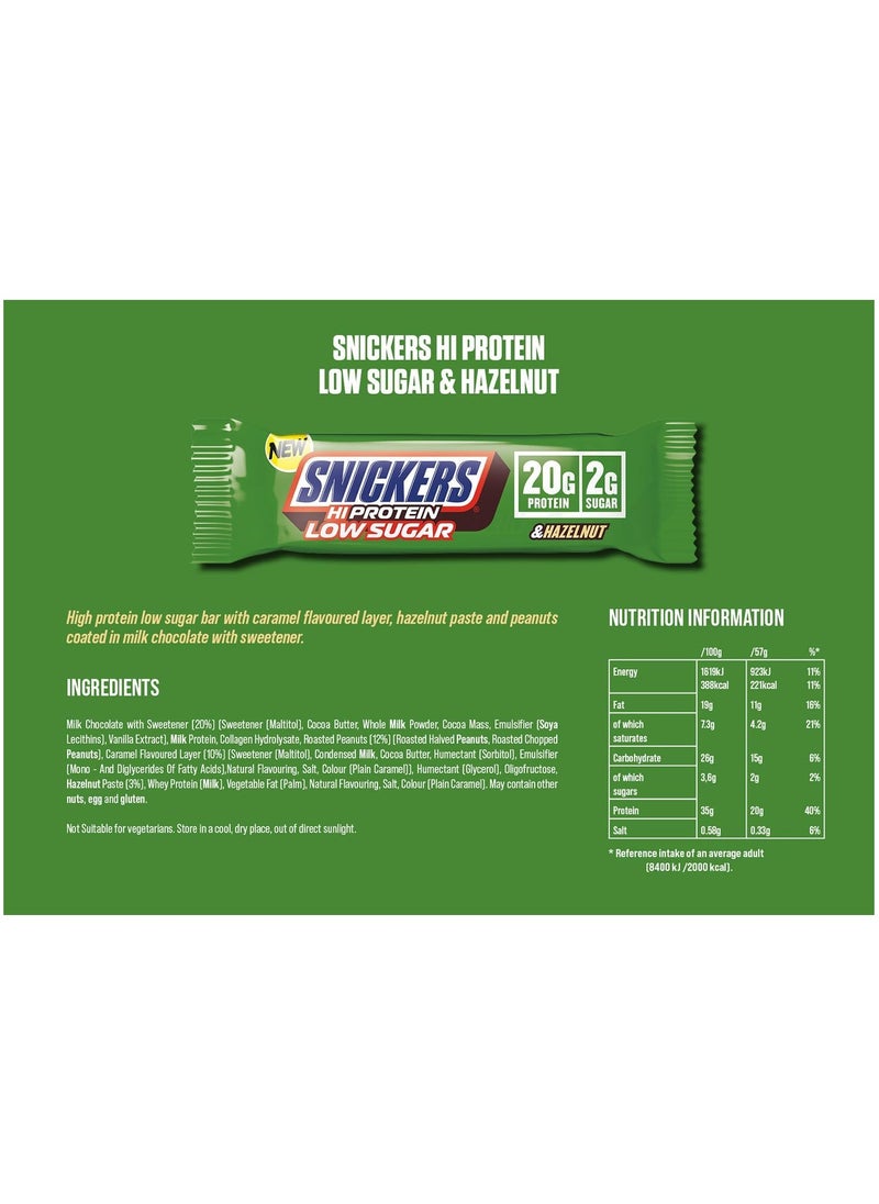 Snickers - Snickers High Protein Low Sugar Bar Hazelnut Milk Chocolate 57g Pack of 12 - Image 1
