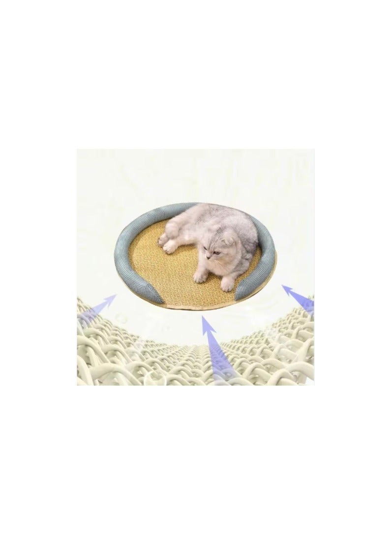 sleeping nest pet ice mat straw mat summer cooling dog cat bed nest mat Pet supplies- medium size(40 cm) - Image 1