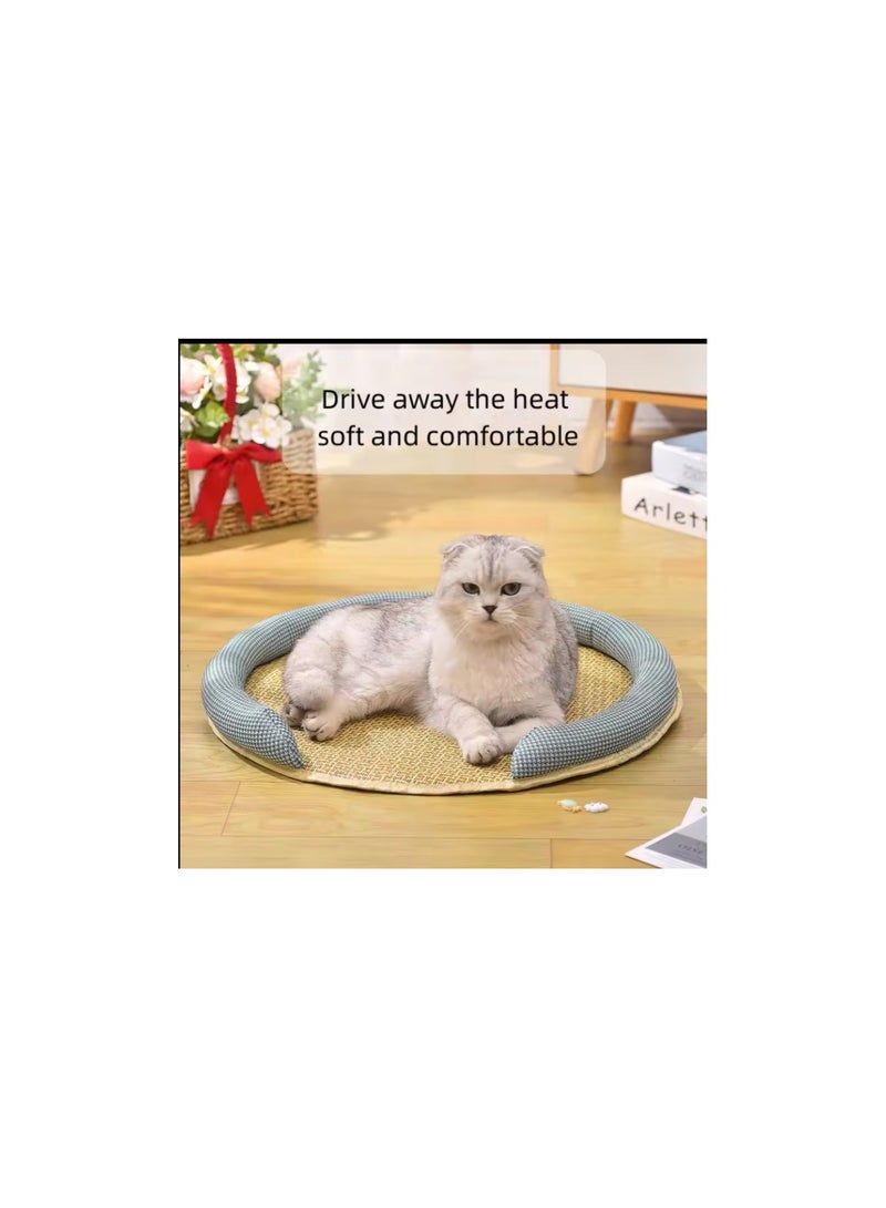 sleeping nest pet ice mat straw mat summer cooling dog cat bed nest mat Pet supplies- medium size(40 cm) - Image 2