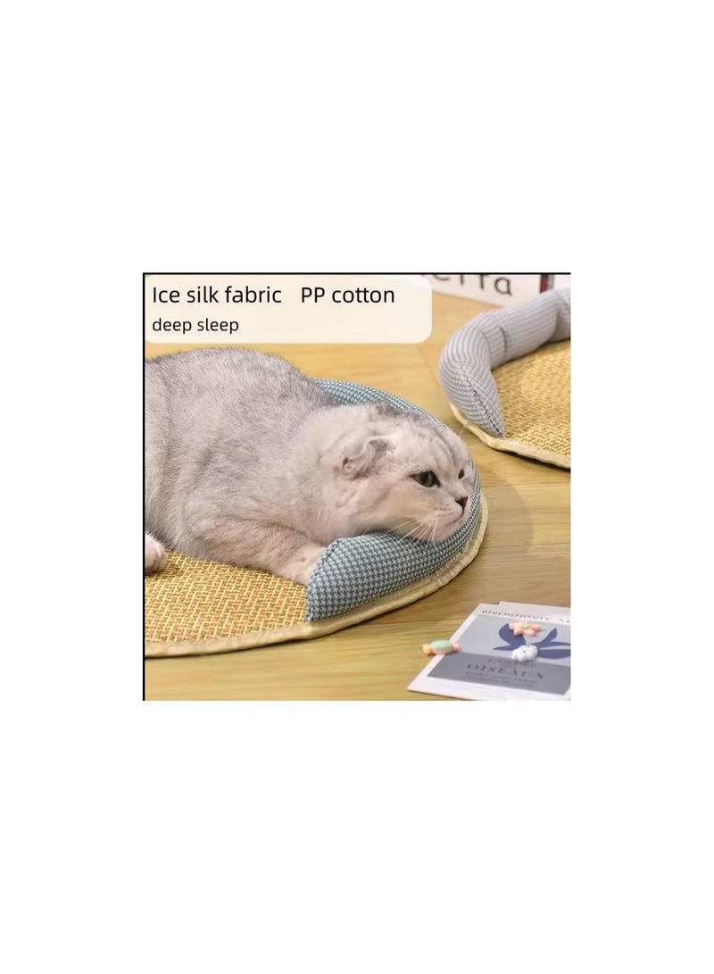 sleeping nest pet ice mat straw mat summer cooling dog cat bed nest mat Pet supplies- medium size(40 cm) - Image 3