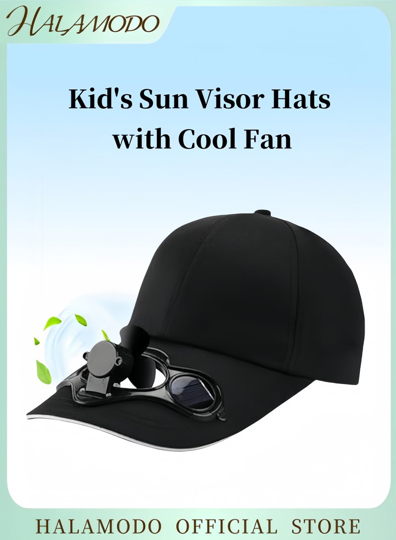 هالامودو قبعات واقية من الشمس للأطفال مزودة بمروحة باردة ومساحة كبيرة للحماية من الشمس ولا تحتاج إلى بطاريات قناع قابل للتعديل للرياضات الخارجية قبعات بيسبول للرياضات الخارجية قبعة بيسبول قبعة صيد السمك قبعة ركوب الدراجات - Image 1