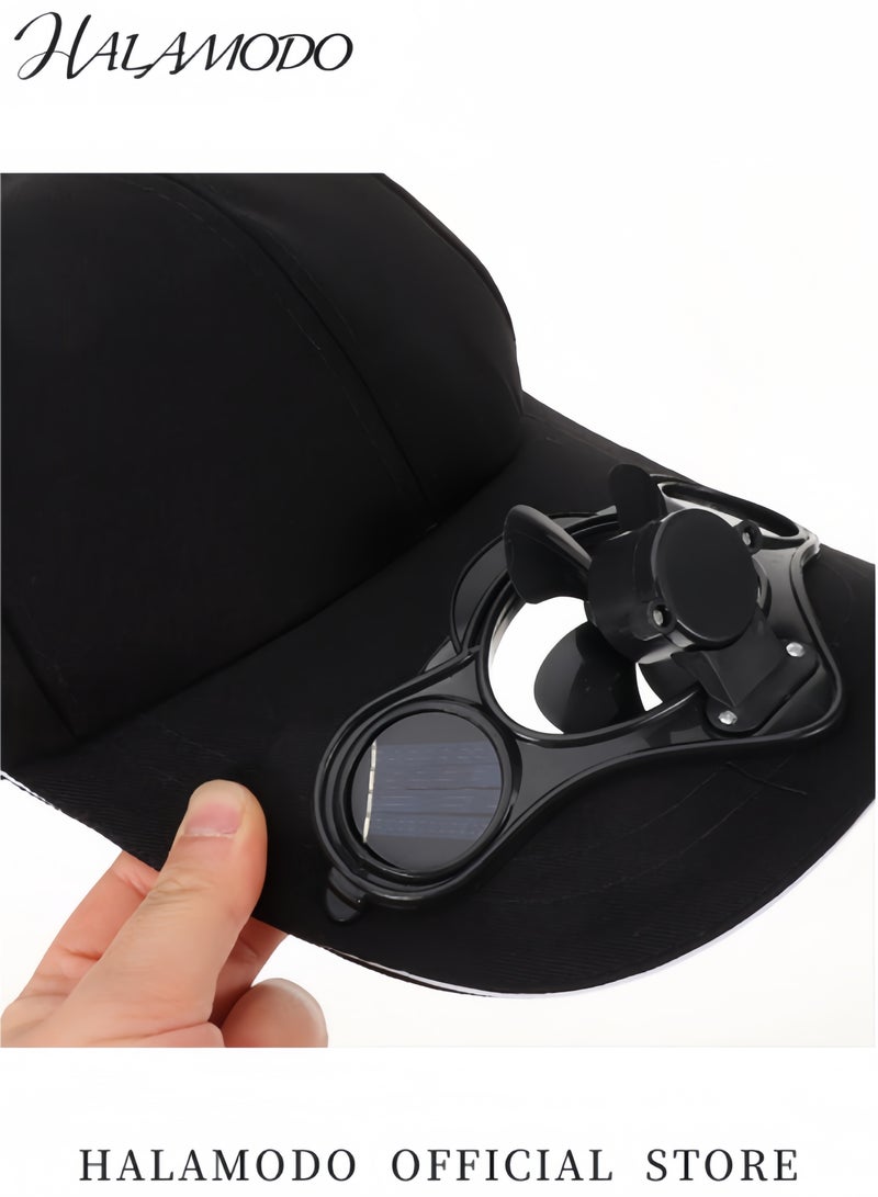 هالامودو قبعات واقية من الشمس للأطفال مزودة بمروحة باردة ومساحة كبيرة للحماية من الشمس ولا تحتاج إلى بطاريات قناع قابل للتعديل للرياضات الخارجية قبعات بيسبول للرياضات الخارجية قبعة بيسبول قبعة صيد السمك قبعة ركوب الدراجات - Image 3