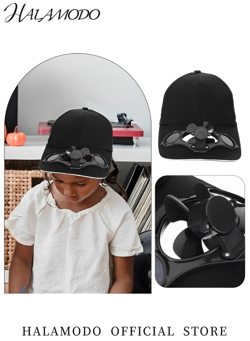 هالامودو قبعات واقية من الشمس للأطفال مزودة بمروحة باردة ومساحة كبيرة للحماية من الشمس ولا تحتاج إلى بطاريات قناع قابل للتعديل للرياضات الخارجية قبعات بيسبول للرياضات الخارجية قبعة بيسبول قبعة صيد السمك قبعة ركوب الدراجات - Image 5