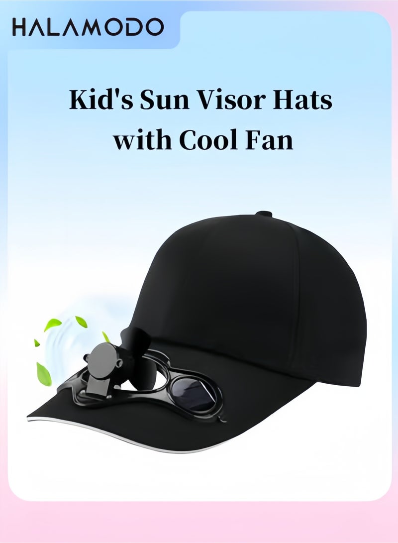 Halamodo Kid's Sun Visor Hats with Cool Fan & Large Area Sun Protection & No Batteries Required Adjustable Visor Outdoor Sports Baseball Caps Fishing Hat Cycling Hat - Image 1