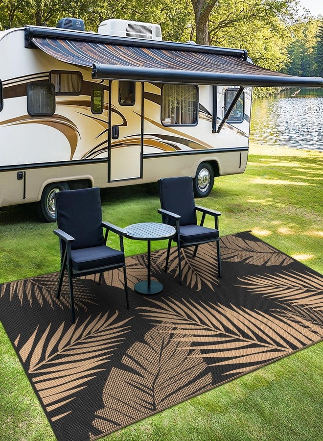 sarben Outdoor Rug 6’x9’ Waterproof for Patio Clearance, Reversible Indoor Outdoor Plastic Straw Camping Rug Carpet, RV Mat, Large Area Rug for Deck, Backyard, Balcony, Porch, Beach, Black & Brown - Image 5