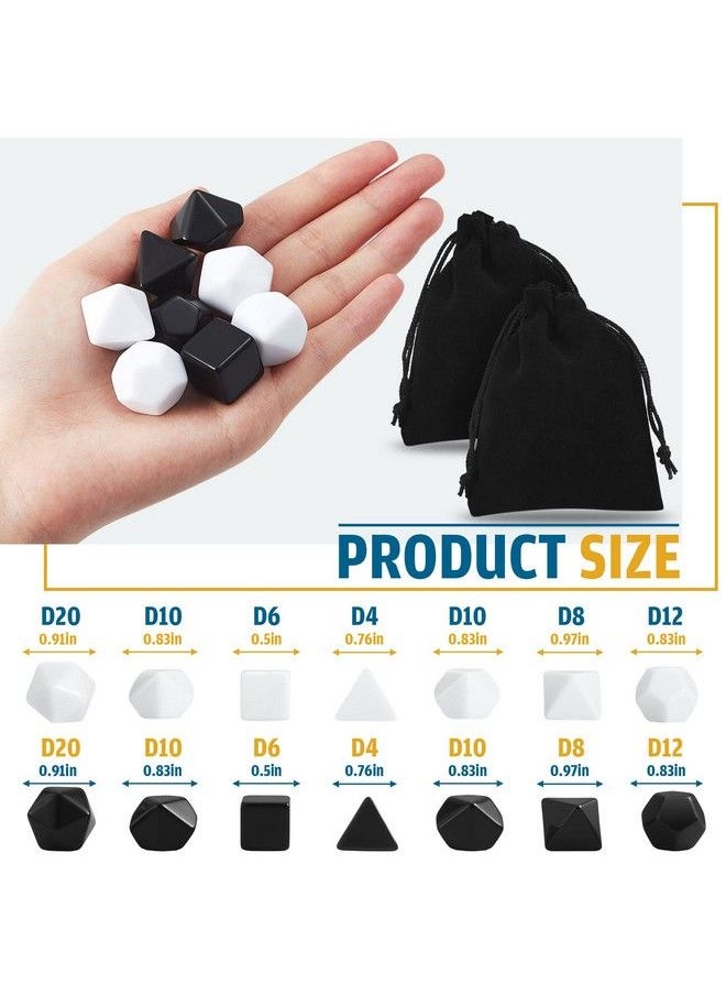 Shappy - 63 Pcs Blank Dice Black And White Blank Polyhedral Dice Set Diy Dice D4 D6 D8 D10 D12 D20 Role Playing Dice For Role Playing Accessories Table Game Supplies - Image 1