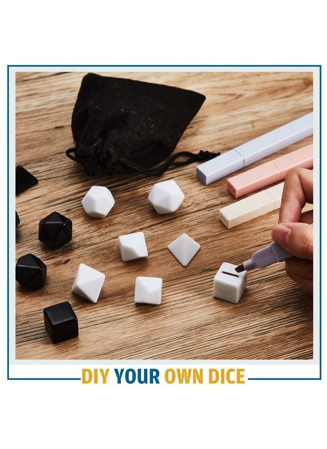 Shappy - 63 Pcs Blank Dice Black And White Blank Polyhedral Dice Set Diy Dice D4 D6 D8 D10 D12 D20 Role Playing Dice For Role Playing Accessories Table Game Supplies - Image 1