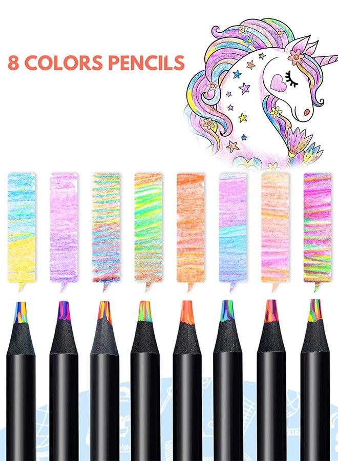 Sweet Life Art Supplies for Kids Teens Adults, 8 Pieces Rainbow Colored Pencils, Multicolored Cool Stuff Fun Art Pencil Teen Girl Gifts Trendy Stuff for Coloring, Drawing, Party Favor Bags  - Image 1