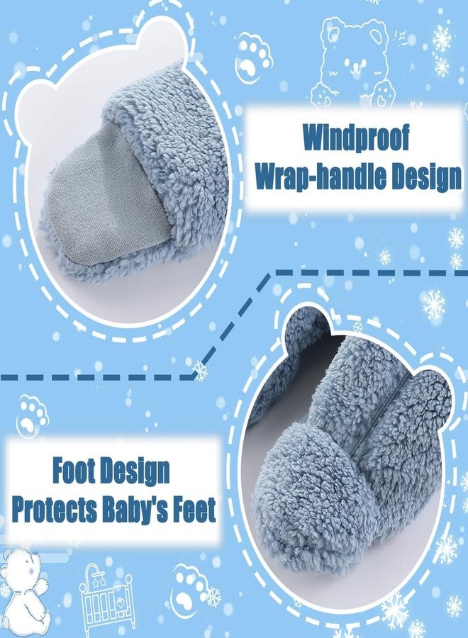 Fairy Baby Newborn Baby Winter Snowsuit Double Zipper Hooded One-Piece Bear Romper Fleece Jumpsuit Girl Boy Navy 0-3M - Image 5