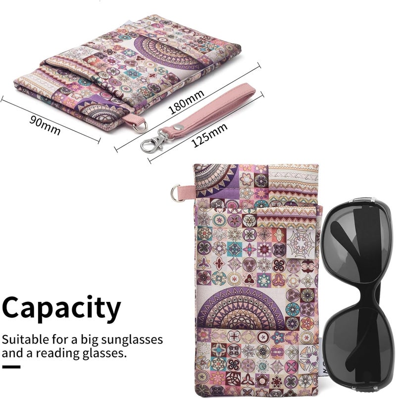 Face Shadow Double Glasses Case Soft Eyeglass Case For Women Men Squeeze Top Sunglasses Case With Cleaning Cloth - Image 3