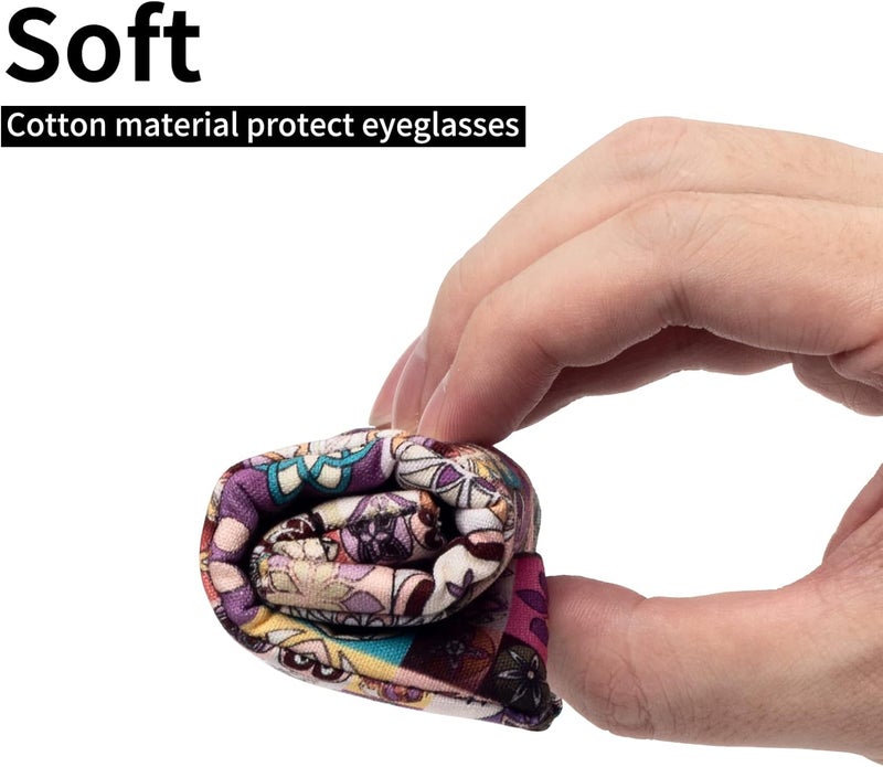 Face Shadow Double Glasses Case Soft Eyeglass Case For Women Men Squeeze Top Sunglasses Case With Cleaning Cloth - Image 5