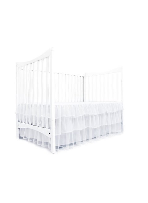 Tadpoles Triple Layer Tulle Crib Skirt | 28" x 52" with a 16" Drop | Made of 100% Polyester Panels, 80% Polyester & 20% Cotton Lining | Soft, Smooth & Durable | Ideal for Babies | White