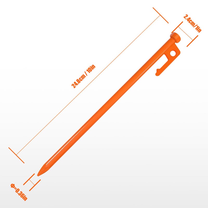 Eurmax Usa 10 Inch Multiuse Heavy Duty Steel Tent Stakes Tarp Pegs Camping Stakes For Outdoor Camping Canopy And Tarp With 4 Ropes 10Ft Length,8Pcs(Orange) - Image 4