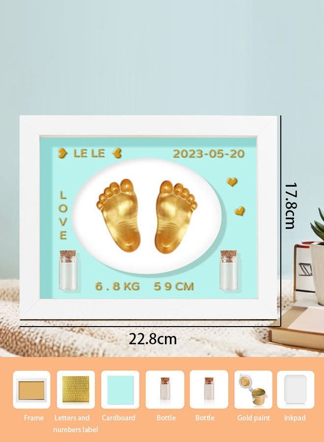 Hanayo Baby Hand Print And Foot Print Handprint Makers Memory DIY Soft Clay Art Frame Handprint and Footprint Souvenir Baby Shower Gift Keepsakes(Blue) - Image 2