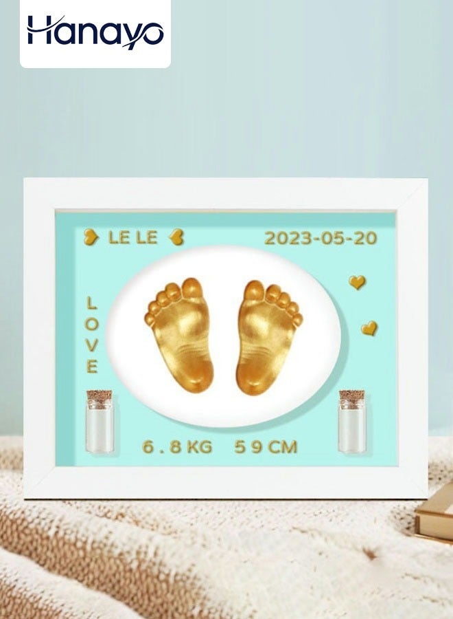 Hanayo Baby Hand Print And Foot Print Handprint Makers Memory DIY Soft Clay Art Frame Handprint and Footprint Souvenir Baby Shower Gift Keepsakes(Blue) - Image 1