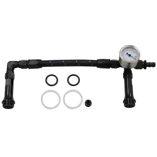 LVOUP 4150 Carburetor Fuel Line Kit AN6 Dual Feed Fuel Line with Pressure Gauge for Holley Black with Pattern - Image 1