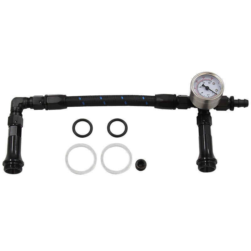 LVOUP 4150 Carburetor Fuel Line Kit AN6 Dual Feed Fuel Line with Pressure Gauge for Holley Black with Pattern - Image 2