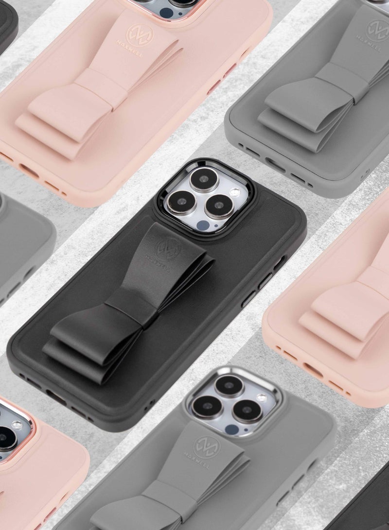 Maxwell Electronics Maxwell Ribbon Grip Flexible Case Compatible with iPhone 15 Pro Max - Drop-Proof, Full Protection with Metallic Camera Lens Protection, Built-In Viewing Stand (Pink) - Image 5