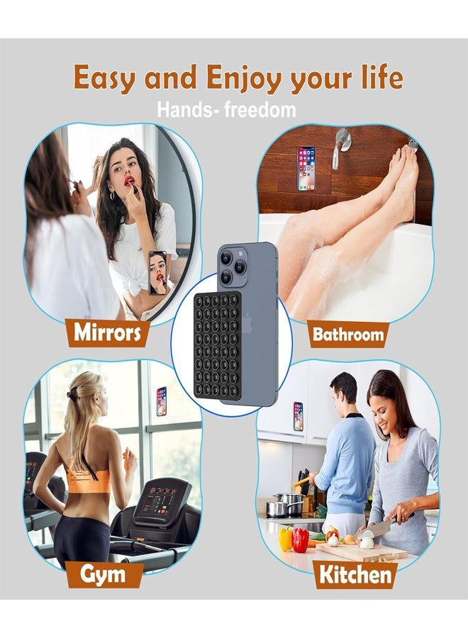 Silicone Suction Cup Phone Case Mount Double Sided, Phone Accessories Hands-Free Strong Grip Holder for Selfies and Videos, Silicon Phone Holder for iPhone and Android (Black) - Image 5