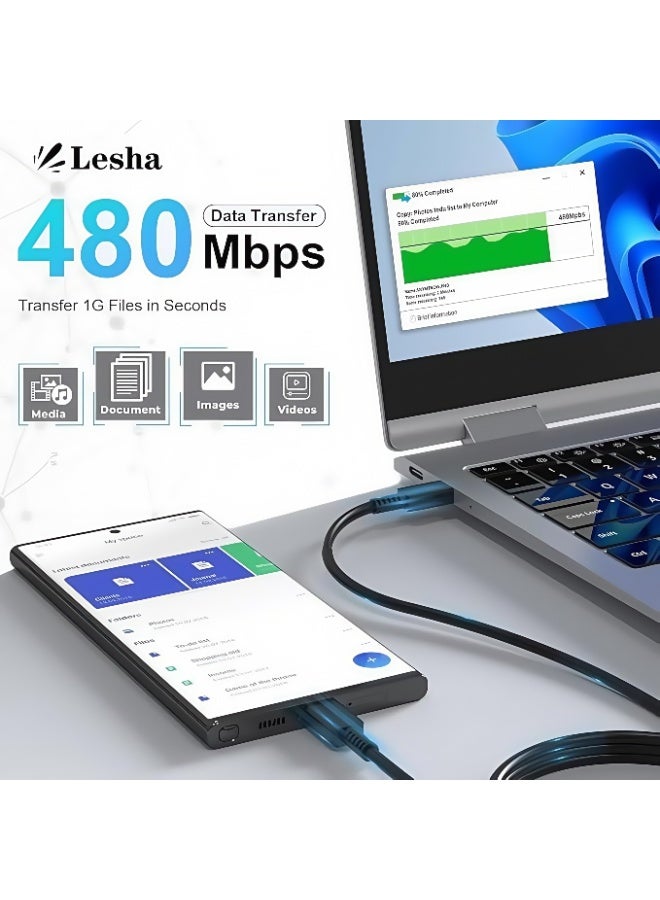 Lesha 45 Watts Fast Charger for iPhone 16/15/14/14 Pro/14 Pro Max/14 Plus/13/12/SE2020/11/XR/XS Max/X/iPad, Samsung Galaxy And all Type C Phones Charger Head with Charging Cable, Travel Adapter, Super-Fast Charging, UK Plug with 1.5 Meters USB Type-C Cable(Black) - Image 3
