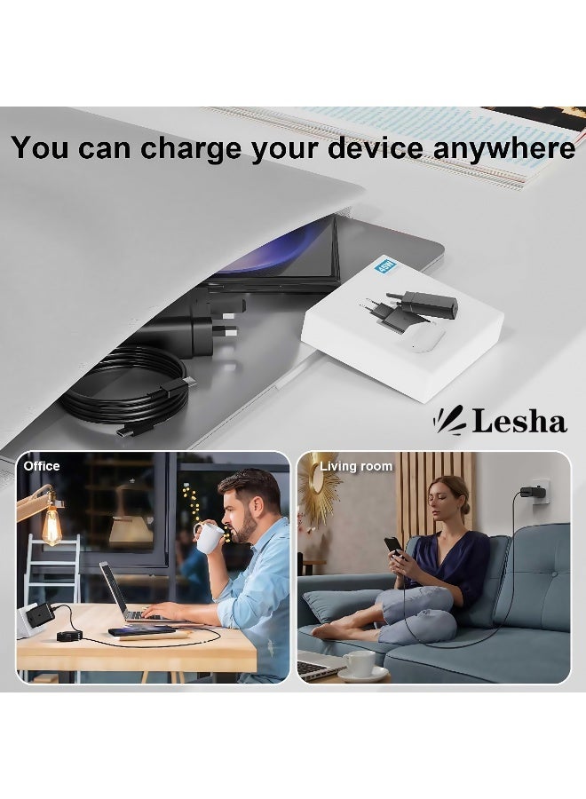 Lesha 45 Watts Fast Charger for iPhone 16/15/14/14 Pro/14 Pro Max/14 Plus/13/12/SE2020/11/XR/XS Max/X/iPad, Samsung Galaxy And all Type C Phones Charger Head with Charging Cable, Travel Adapter, Super-Fast Charging, UK Plug with 1.5 Meters USB Type-C Cable(Black) - Image 5