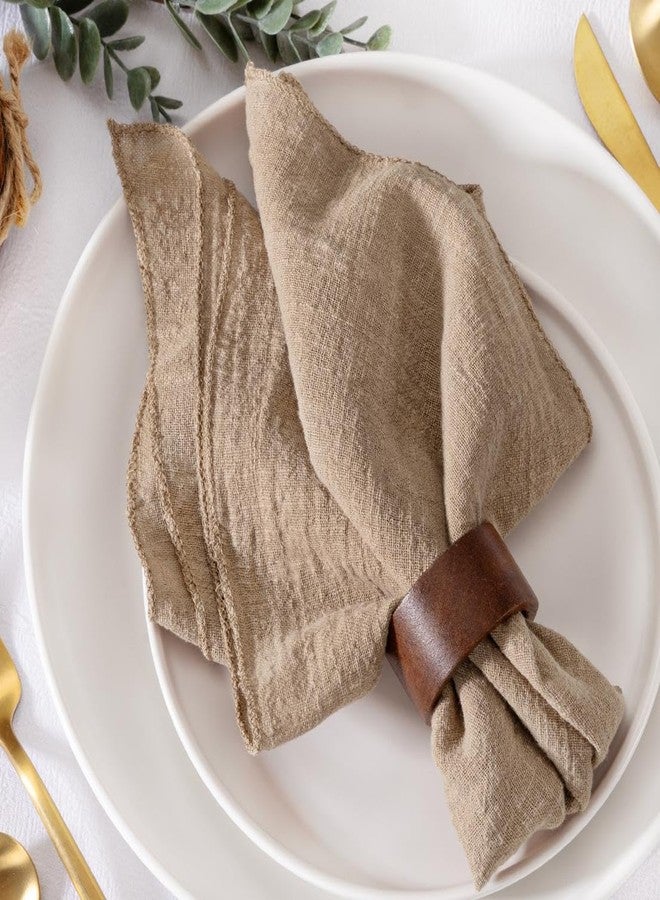 MLMW Boho Napkins Cloth Set of 10 Nude Brown Table Linen Spring Summer Cloth Napkins Bulk Washable Table Napkins 16.5"×16.5" for Wedding Party Baby Bridal Shower Birthday Table Decorations - Image 1