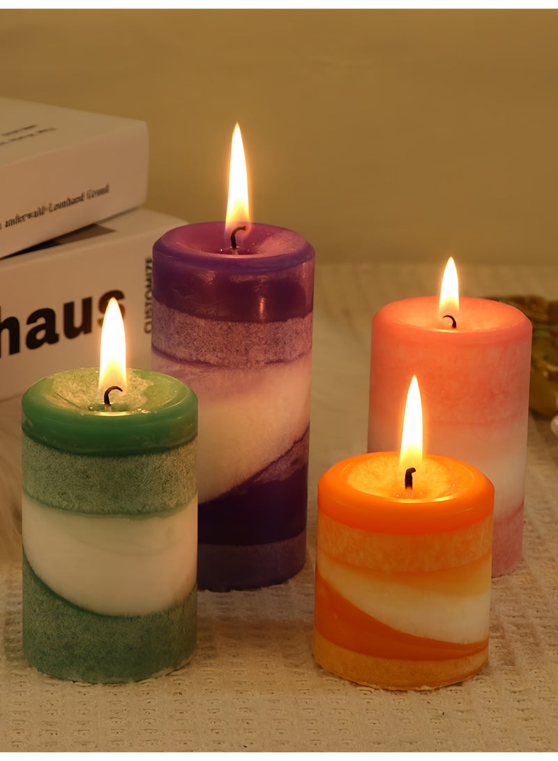 مجموعة شموع معطرة برائحة النباتات، برائحة الليمون والريحان والحمضيات، 3 قطع من شموع عمودية كلاسيكية من الشمع الجليدي، شموع عمودية طويلة بدون دخان، ديكور زفاف رومانسي - Image 4