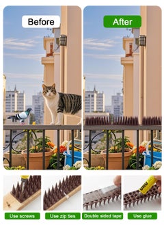 HomarKet 6 Pack Bird Spikes for Outside, Pigeon Outdoor Bird Scare Spikes for Small Squirrel Cat Robin Crow, Anti Climb Fence Spikes to Keep Birds Away and Keep Birds from Building Nest - Brown  - Image 4