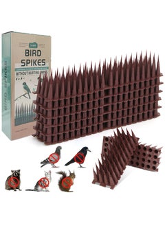 HomarKet 6 Pack Bird Spikes for Outside, Pigeon Outdoor Bird Scare Spikes for Small Squirrel Cat Robin Crow, Anti Climb Fence Spikes to Keep Birds Away and Keep Birds from Building Nest - Brown  - Image 1