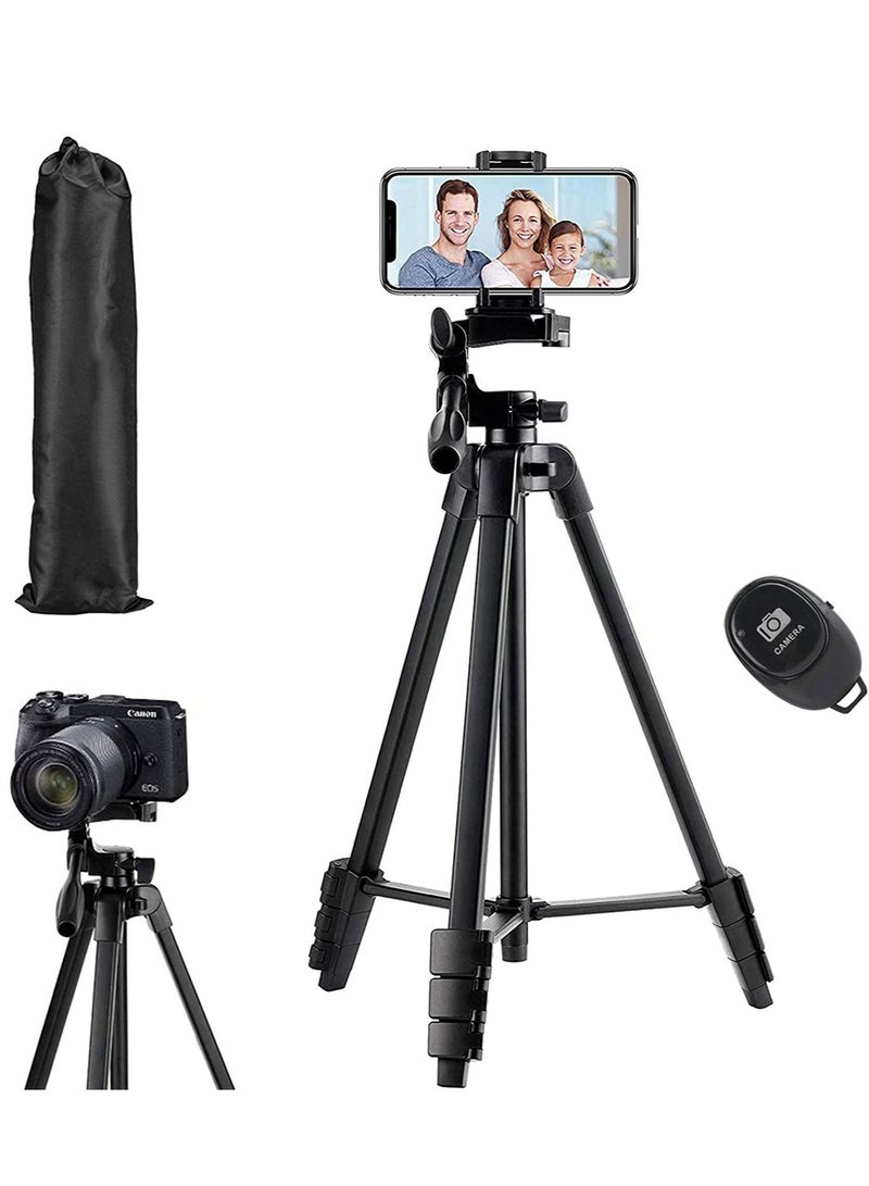 Flexible Tripod, 136cm Extendable Phone Tripod Stand with Carry Bag,Cell Phone Tripod with Wireless Remote,Universal Tripod for Video Selfie,iPhone Tripod Stand Travel Camera Tripod - Image 1