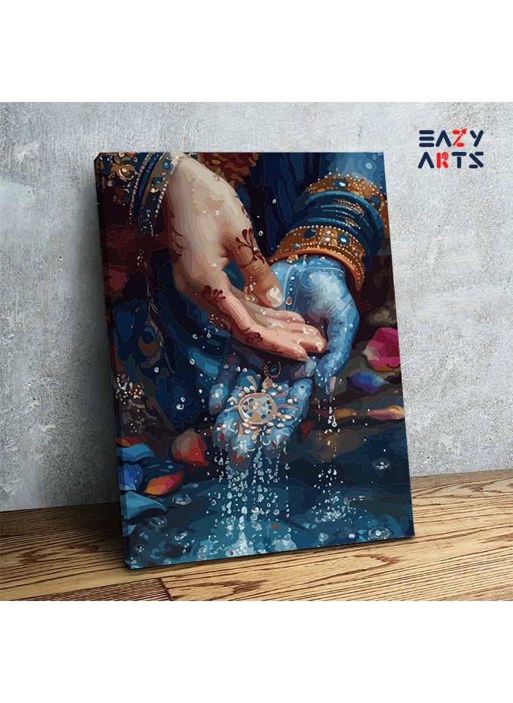Eazy Arts Eazy Arts DIY Sacred Blessings Krishnas Hands Paint by Numbers Kit Multicolor Without Frame 24 Colors50 X 76 CM  - Image 2