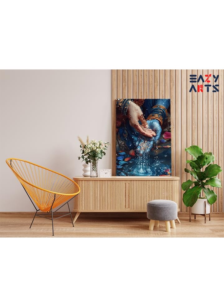 Eazy Arts Eazy Arts DIY Sacred Blessings Krishnas Hands Paint by Numbers Kit Multicolor Without Frame 24 Colors50 X 76 CM  - Image 3