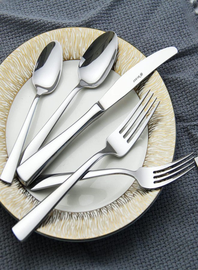 HISSF Cutlery Set, Silverware Set Serive for 6, 30 Pcs Stainless Steel Forks Spoons and Knives Set, Silver - Image 4
