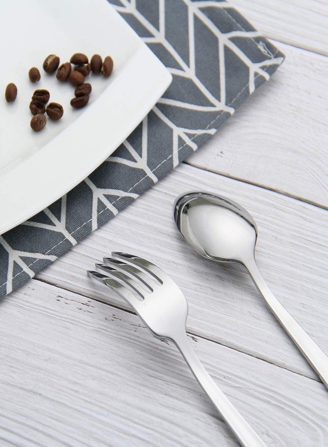 HISSF Cutlery Set, Silverware Set Serive for 6, 30 Pcs Stainless Steel Forks Spoons and Knives Set, Silver - Image 3