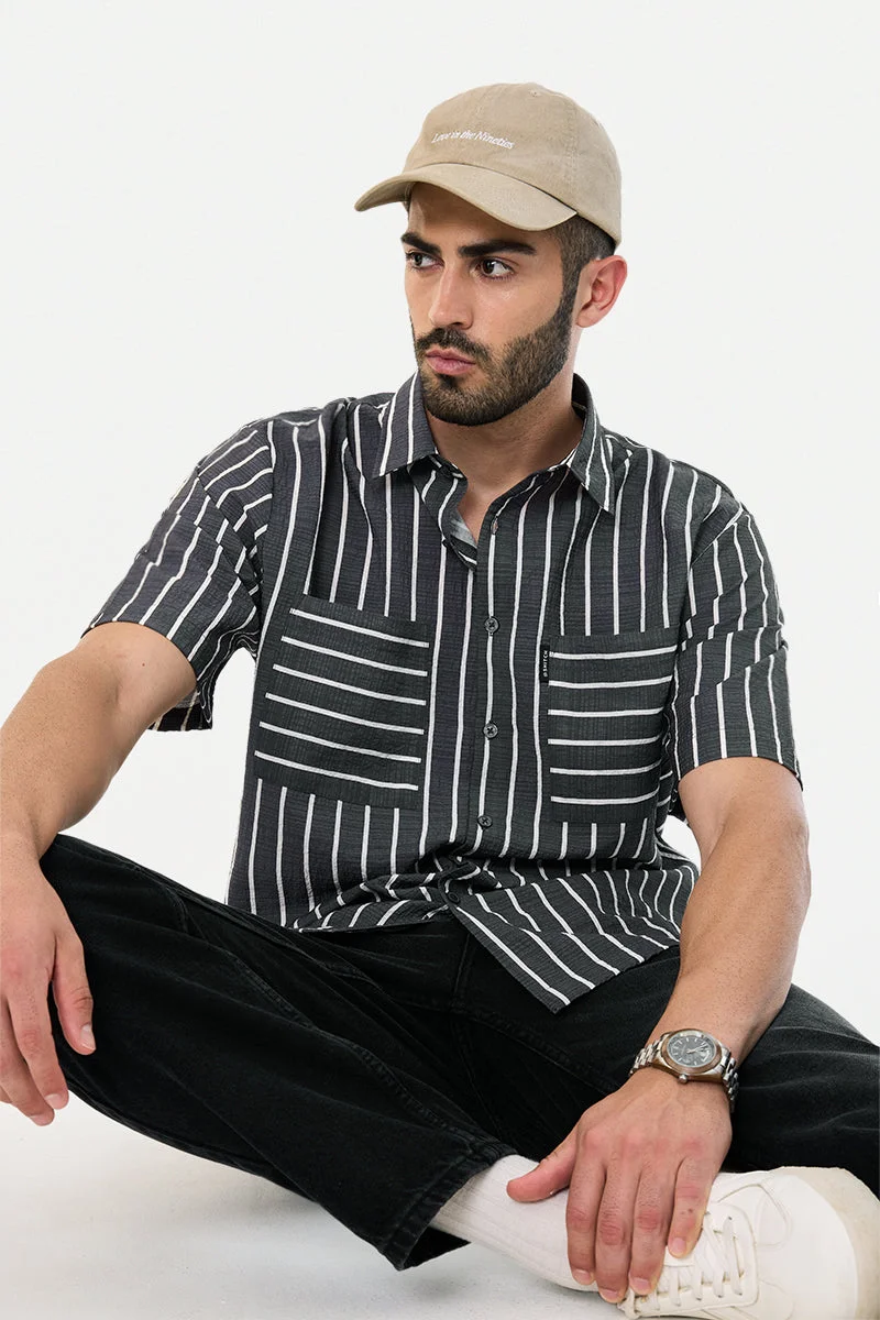 SNITCH Box Fit Double Pocket Stripes Shirt