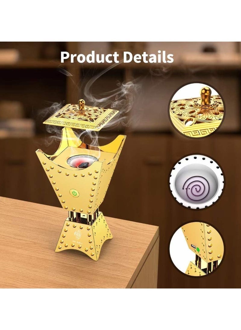 ELTRAZONE Arabic Electric Metal Incense Oud Burner with Full Quran Speaker – SQ-668 | Bluetooth, Remote & App Control, HD Audio, LED Lighting, Rechargeable, Smart Quran Player & Bakhoor Diffuser for Home or Car - Image 3