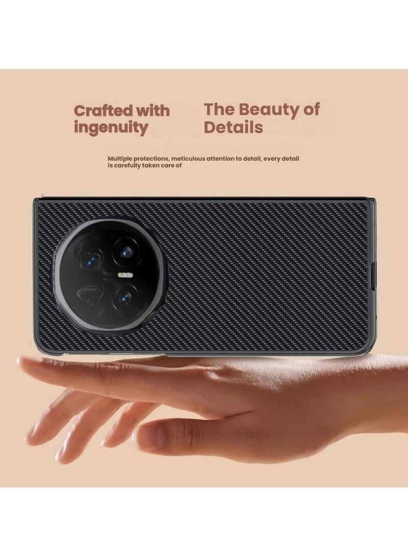 general Compatible Honor Magic V5 Protective Shockproof Capa Case Slim Carbon Fibre Textured Leather Case for Honor Magic V5 - Image 2