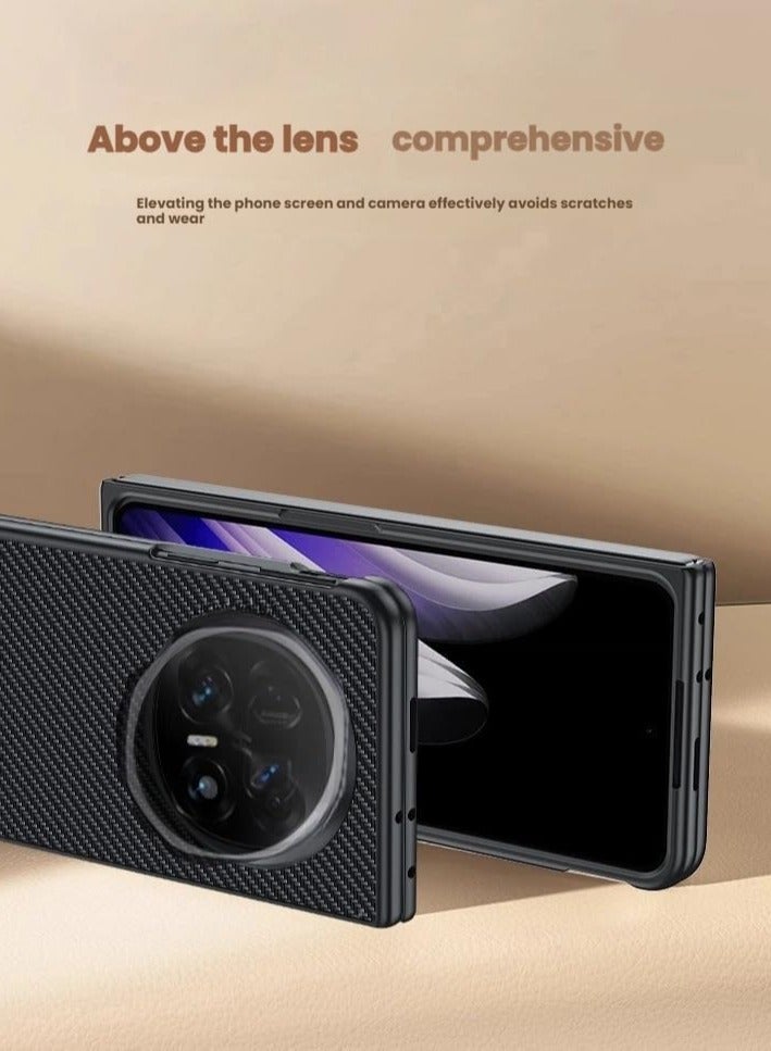 general Compatible Honor Magic V5 Protective Shockproof Capa Case Slim Carbon Fibre Textured Leather Case for Honor Magic V5 - Image 3