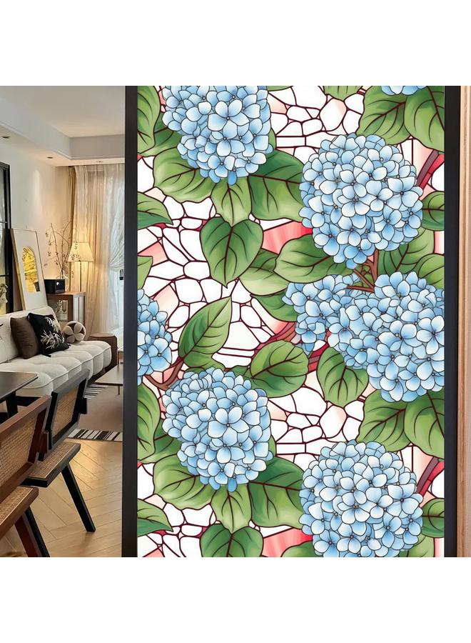 الأزرق جي دبليو BL112 -170 زهرة البحر ملصق زجاج إلكتروستاتيكي PVC ملصق نافذة خالي من الغراء ملصق زجاج نافذة ديكور المنزل - Image 1