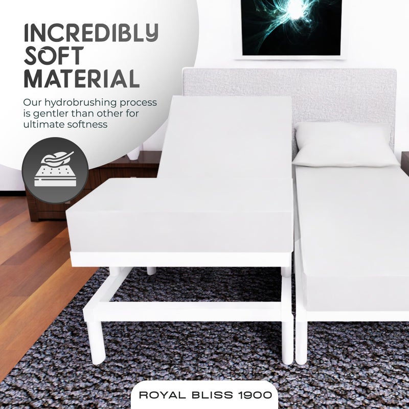Royal Bliss 1900 Split California King Sheets Sets -5Pcs Set- Easy Fit - California King Split Sheet Sets for Adjustable Bed - Split Cal King Sheets Set - Cal King Split Adjustable Bed Sheets (White)
