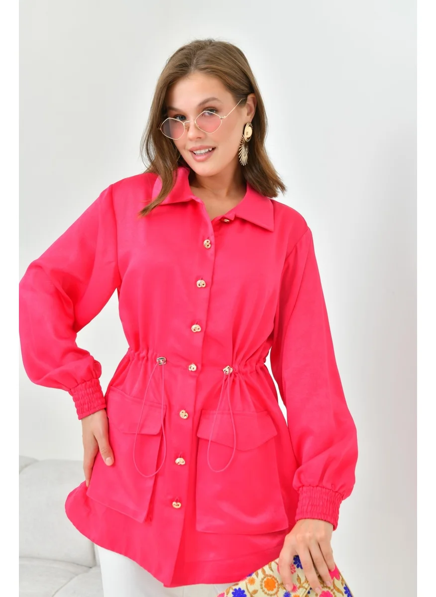 Garmi Women's Silk Satin Cap Fuchsia