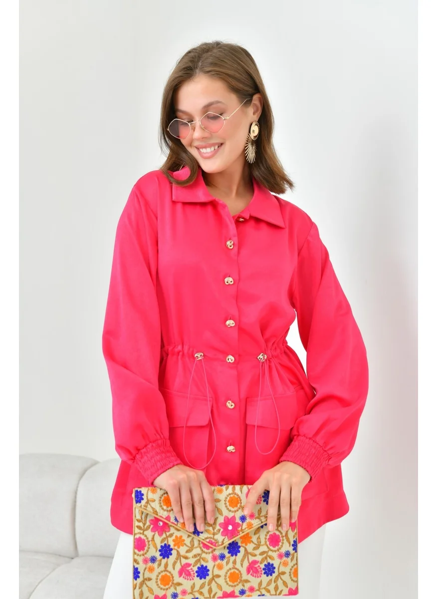 Garmi Women's Silk Satin Cap Fuchsia