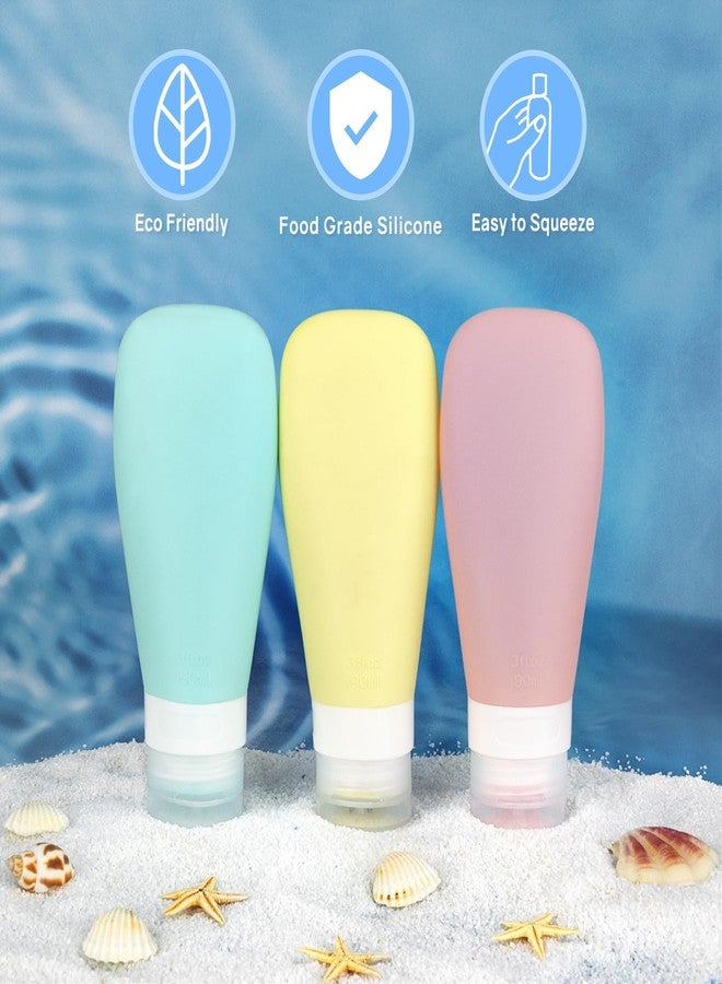 CRAFTISAN Silicone Travel Bottles Toiletries TSA Approved Travel Size Containers Set 3 Pack Portable Leak Proof Refillable Cosmetic Squeeze Bottles Shampoo Hair Conditioner Body Lotion Bath Shower Gel - Image 4